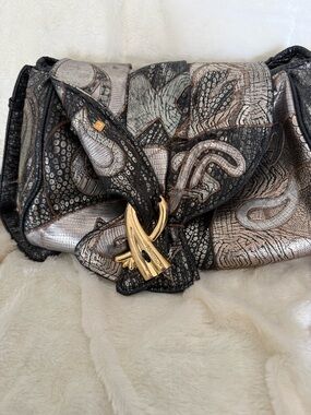 Metallic Black and Silver Women's Shoulder Bag